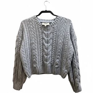 Pink Rose Light Gray Cable Knit Sweater
